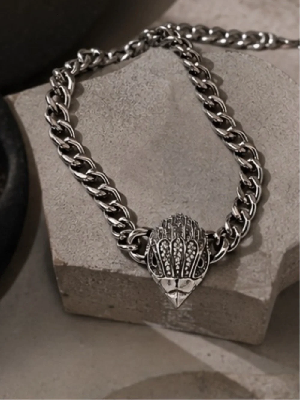 Atelier Noir Chunky Chain Necklace with Ornate Pendant